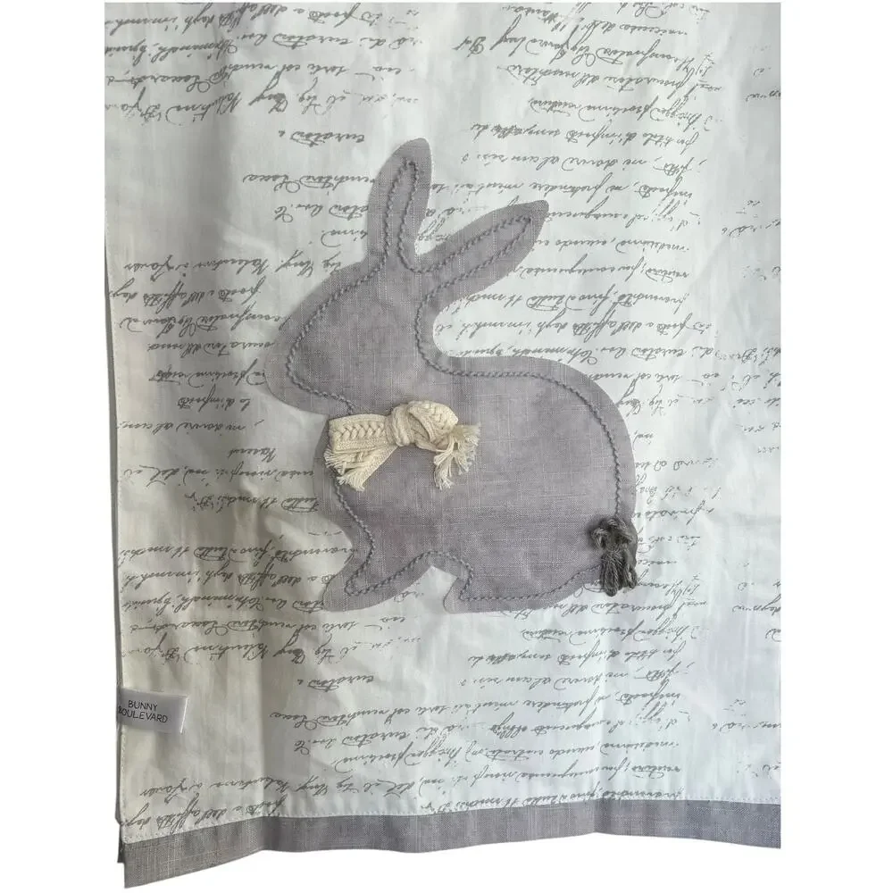 Bunny Boulevard Table Runner Gray Bunny Appliqué & Script Print 16
